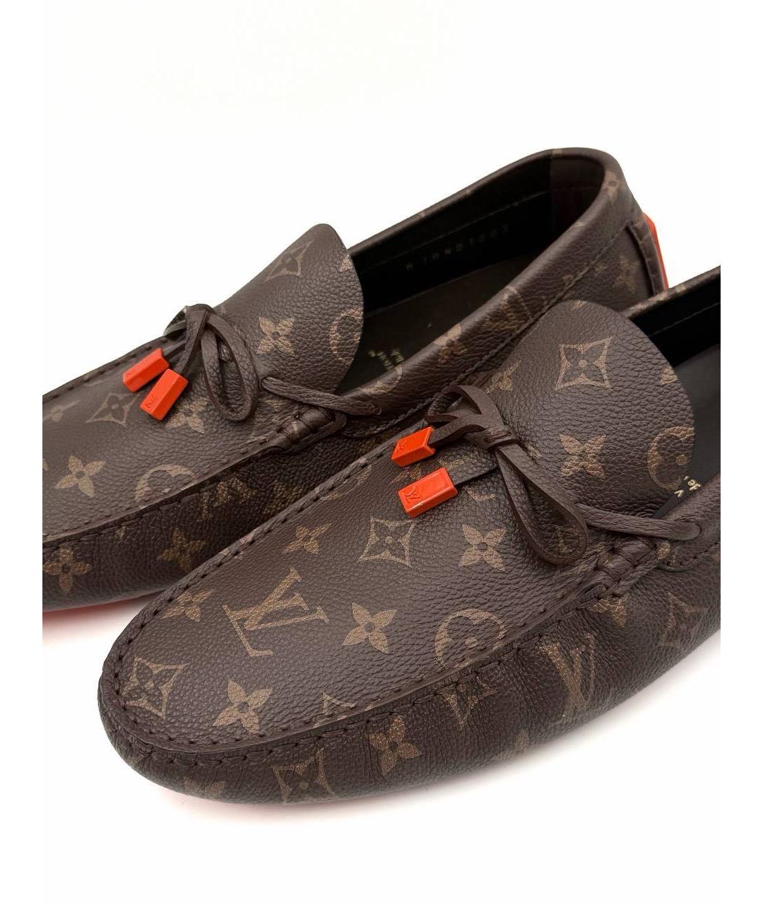 LOUIS VUITTON Коричневые кожаные мокасины, фото 3