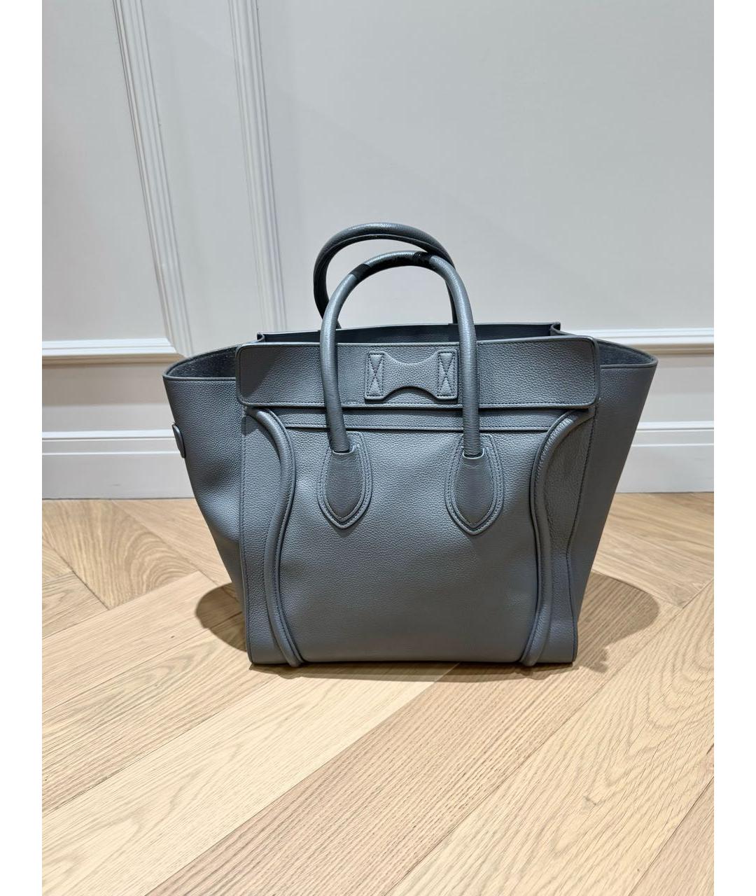 CELINE Антрацитовая кожаная сумка тоут, фото 3