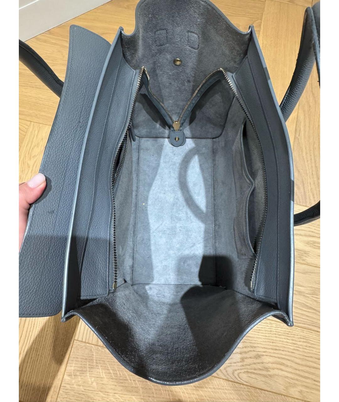 CELINE Антрацитовая кожаная сумка тоут, фото 4