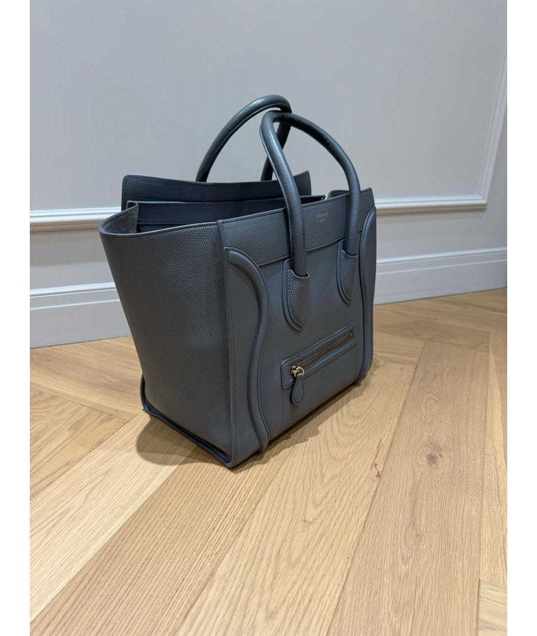 CELINE Антрацитовая кожаная сумка тоут, фото 2