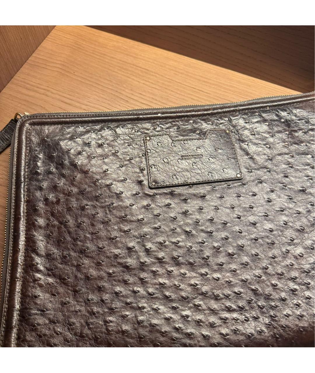 TOM FORD Коричневая папка для документов из экзотической кожи, фото 6