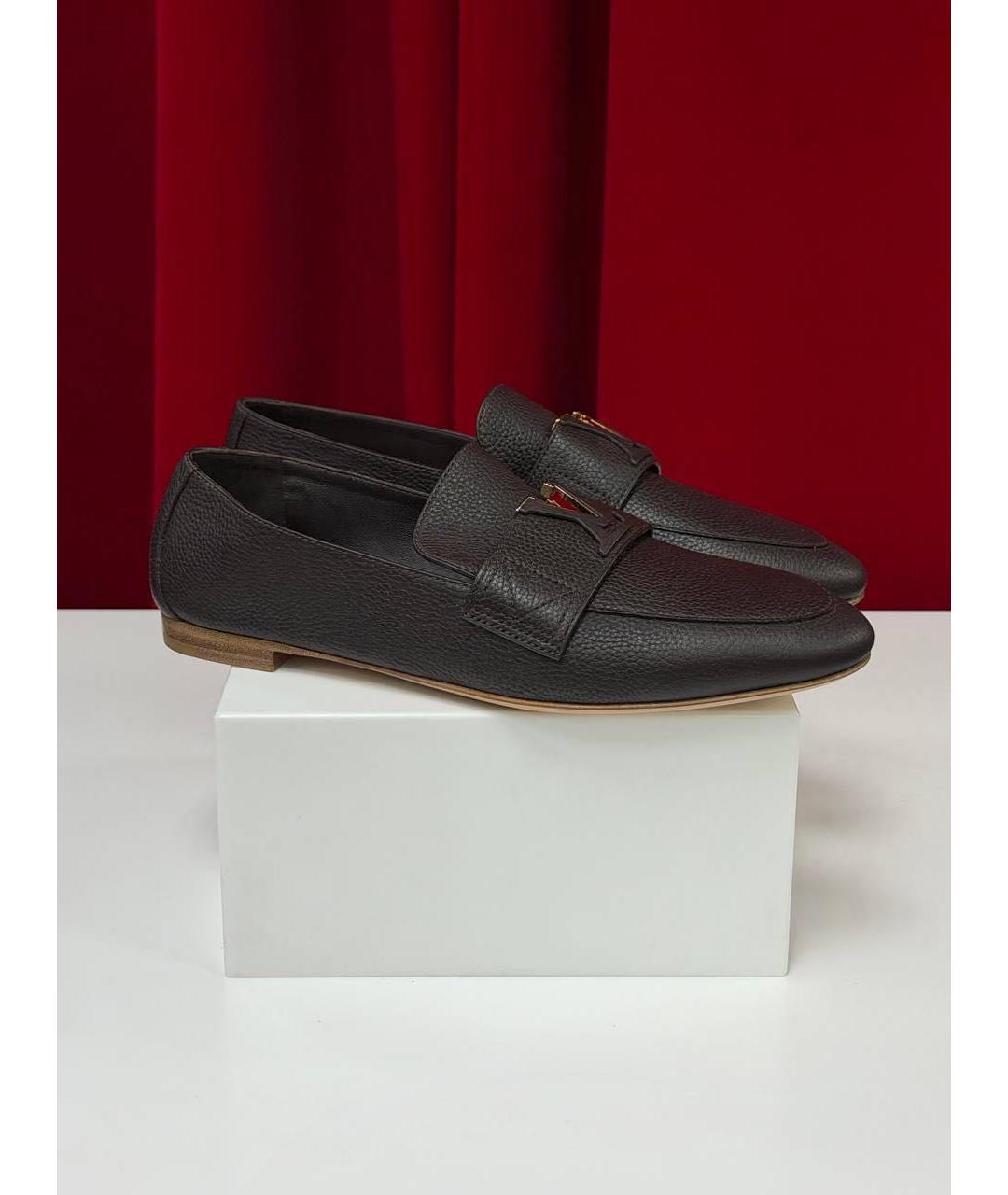 LOUIS VUITTON Коричневые кожаные лоферы, фото 7