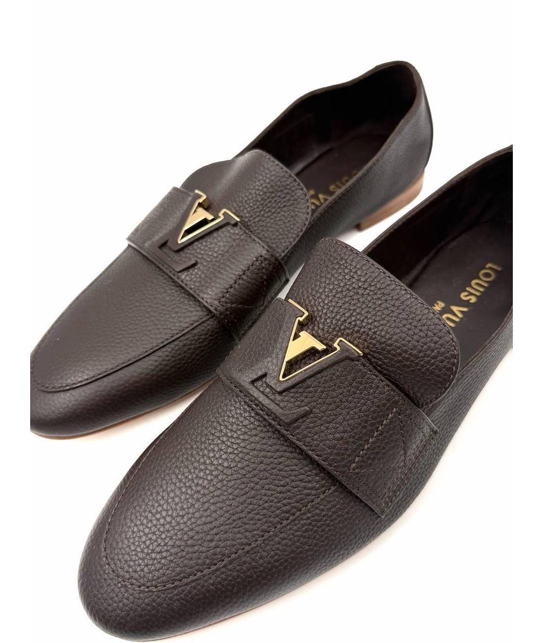 LOUIS VUITTON Коричневые кожаные лоферы, фото 3