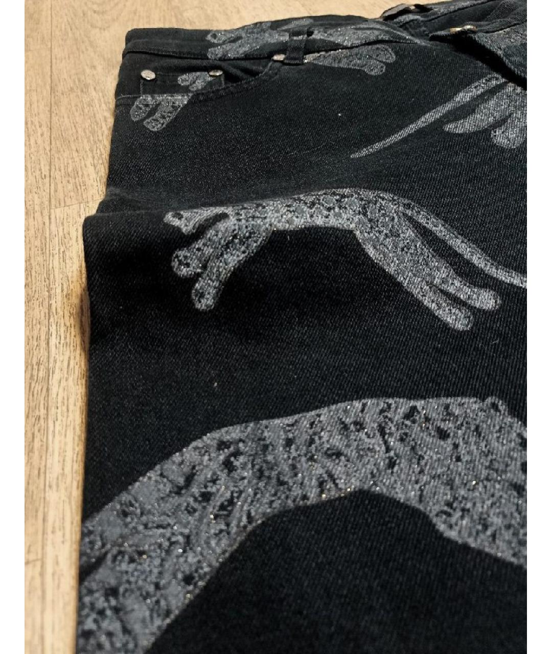 ROBERTO CAVALLI Темно-синие хлопковые джинсы клеш, фото 4