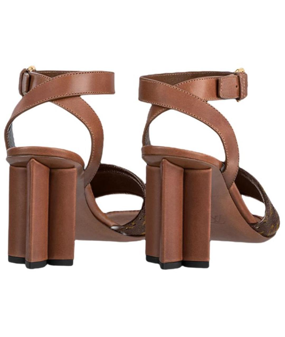 LOUIS VUITTON Коричневые кожаные босоножки, фото 5