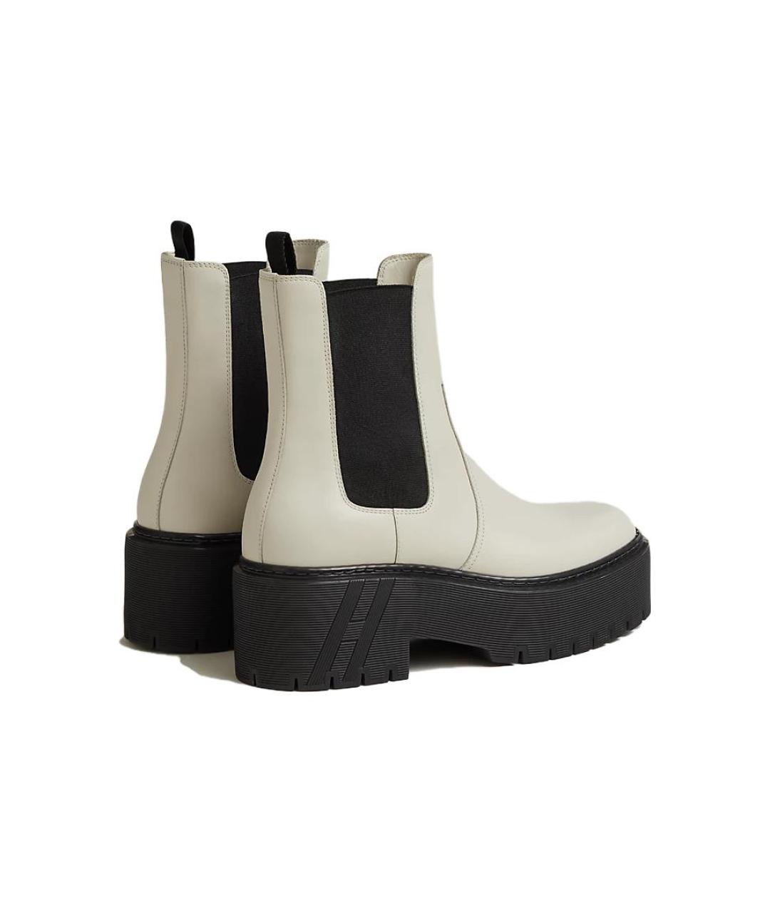 HERMES Бежевые кожаные ботинки, фото 4