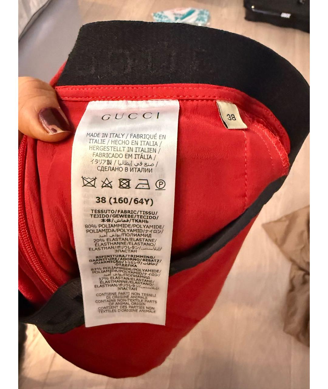 GUCCI Красные полиамидовые леггинсы и велосипедки, фото 5