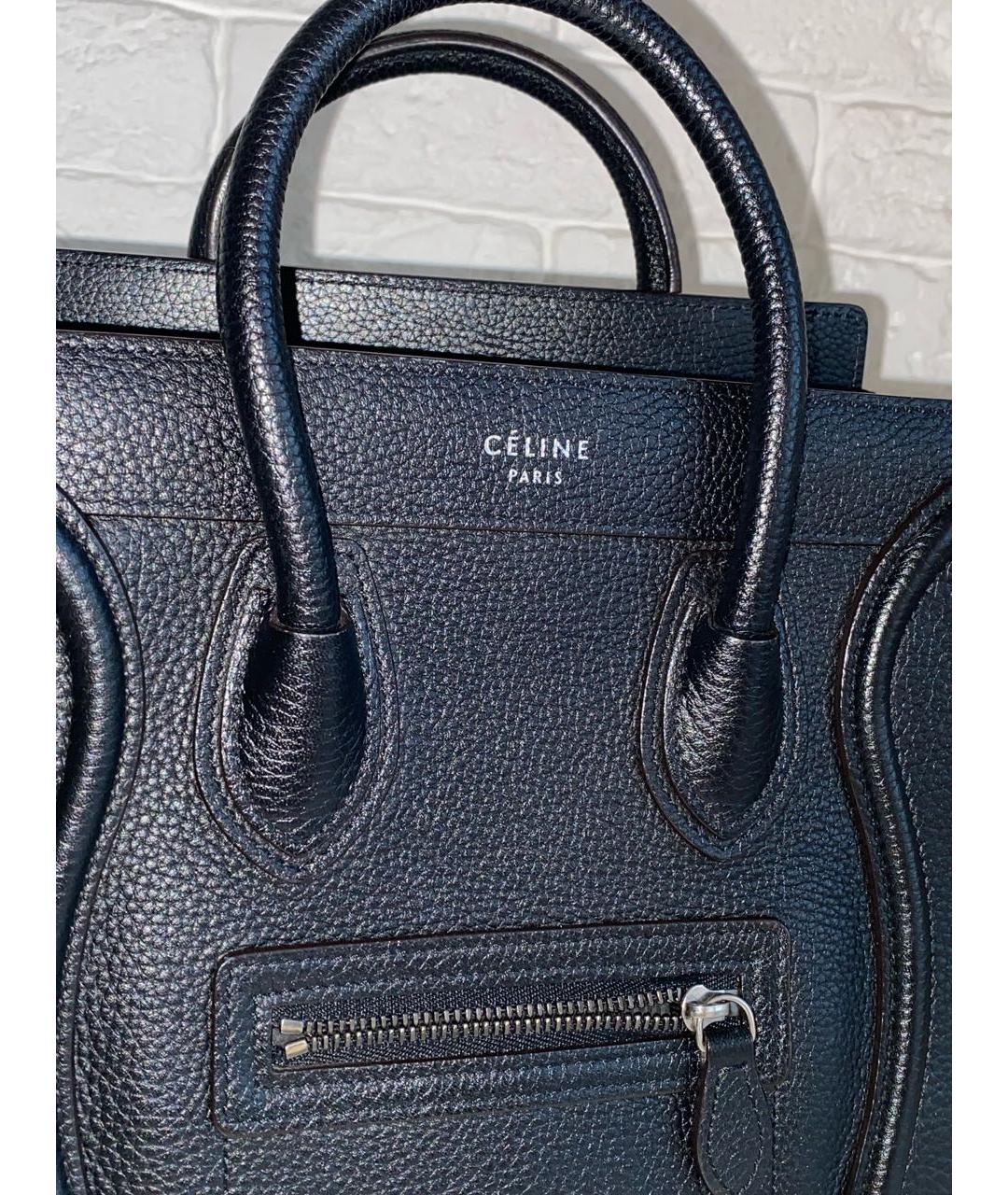 CELINE Черная кожаная сумка с короткими ручками, фото 4