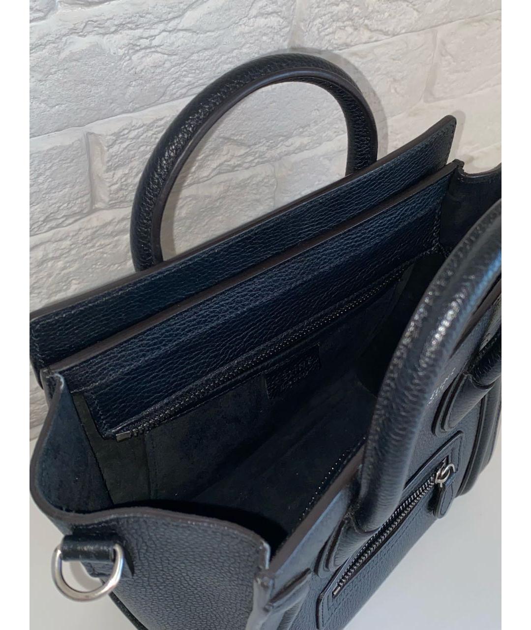CELINE Черная кожаная сумка с короткими ручками, фото 7