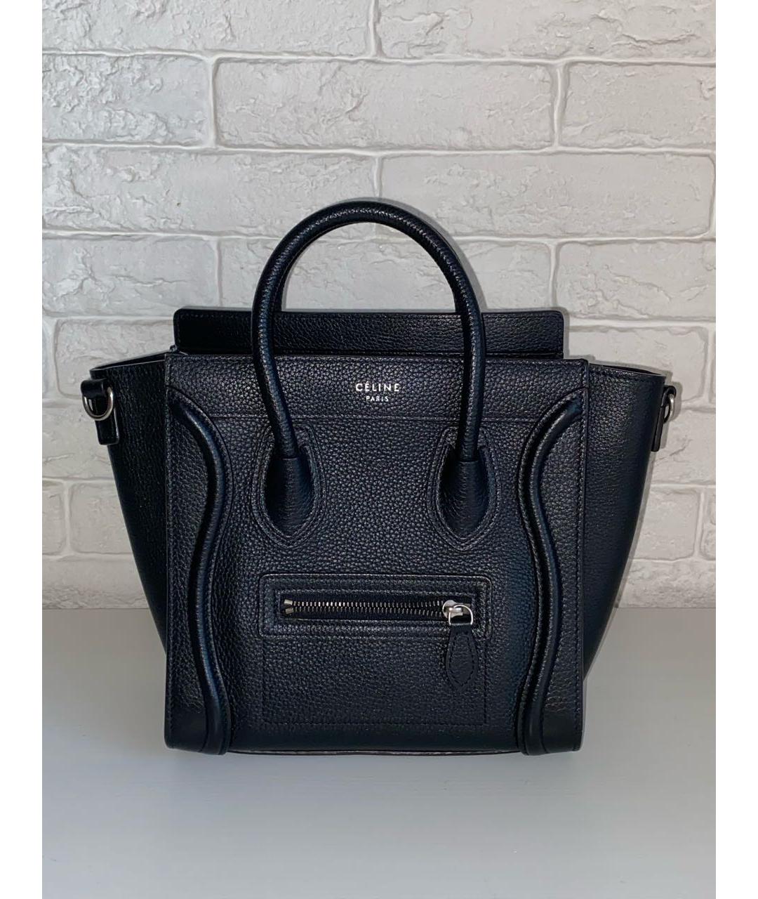 CELINE Черная кожаная сумка с короткими ручками, фото 9