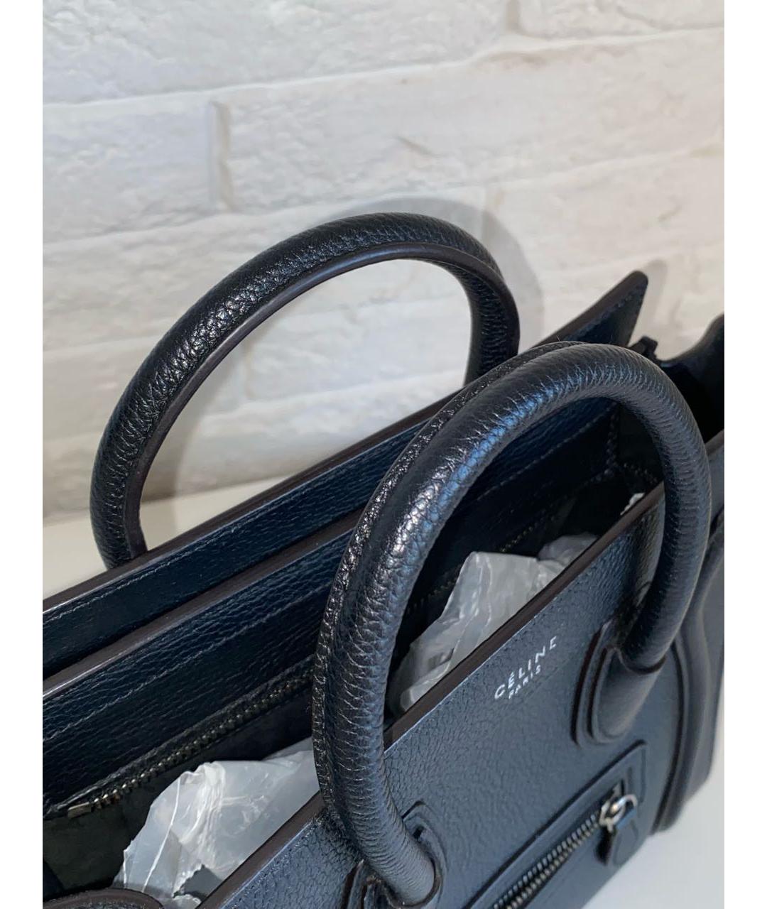 CELINE Черная кожаная сумка с короткими ручками, фото 5