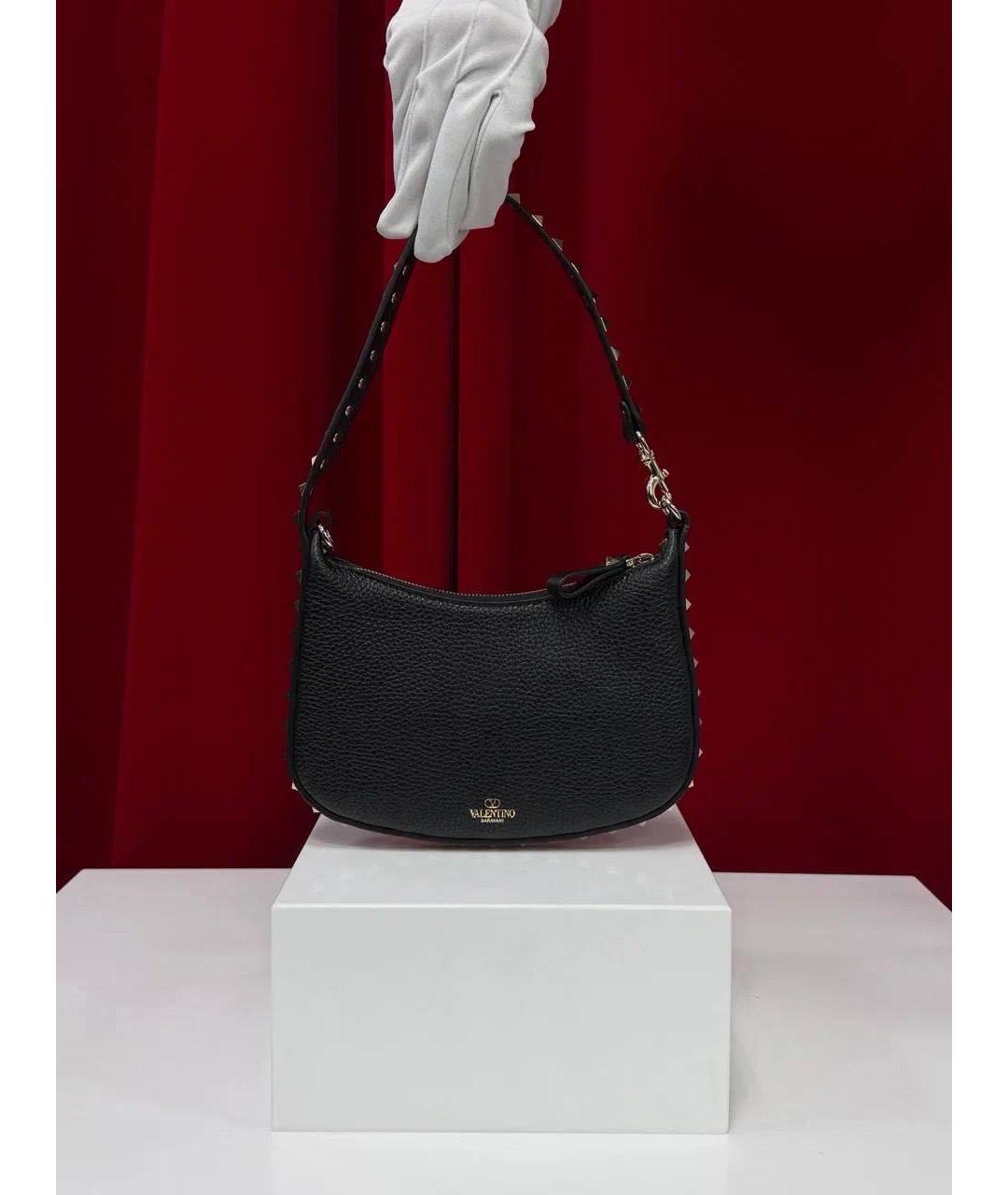 VALENTINO Черная кожаная сумка с короткими ручками, фото 4