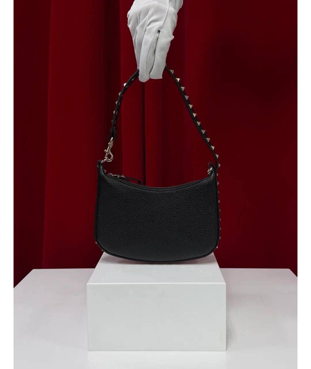 VALENTINO Черная кожаная сумка с короткими ручками, фото 5