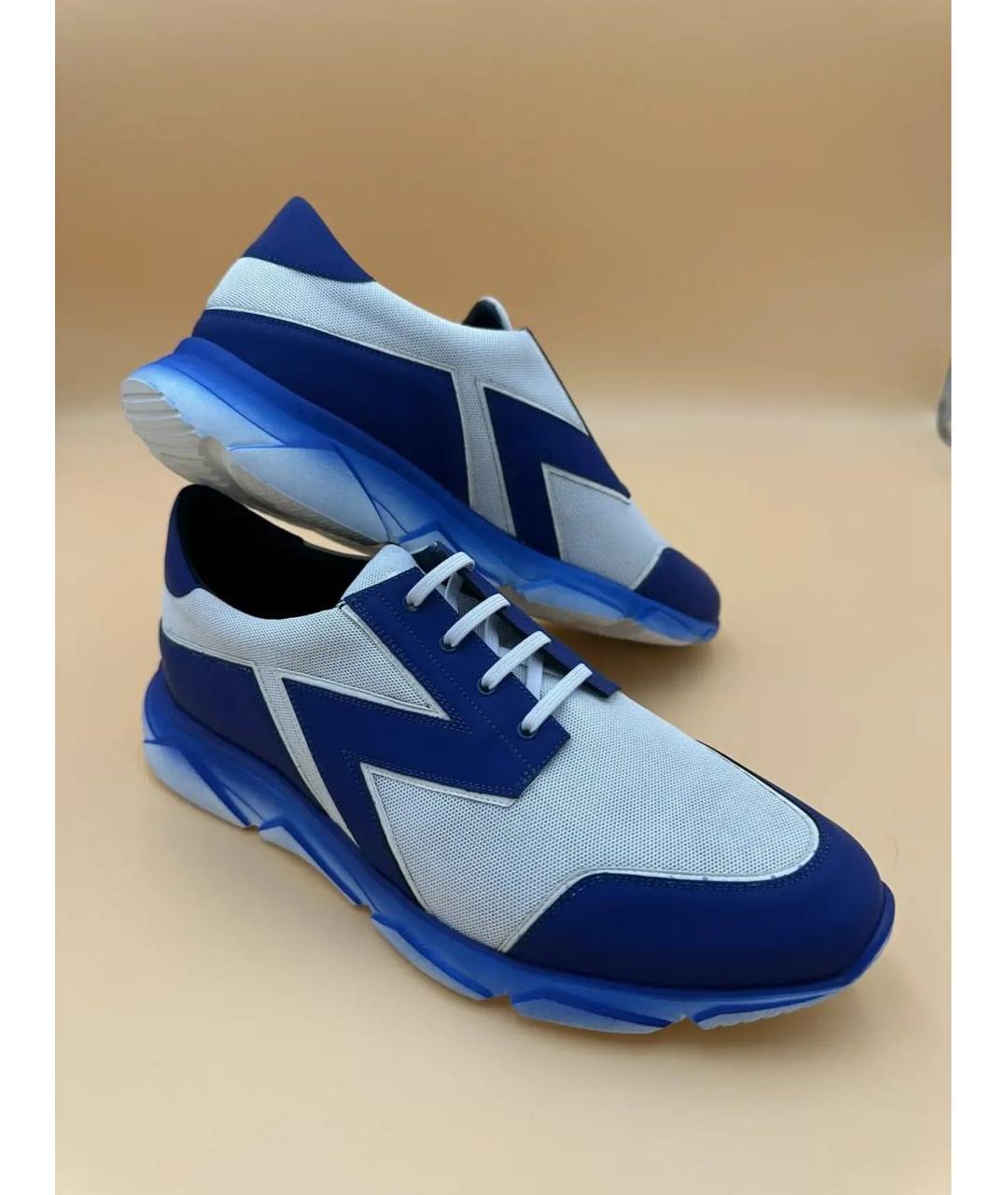 ZILLI Синие текстильные низкие кроссовки / кеды, фото 6