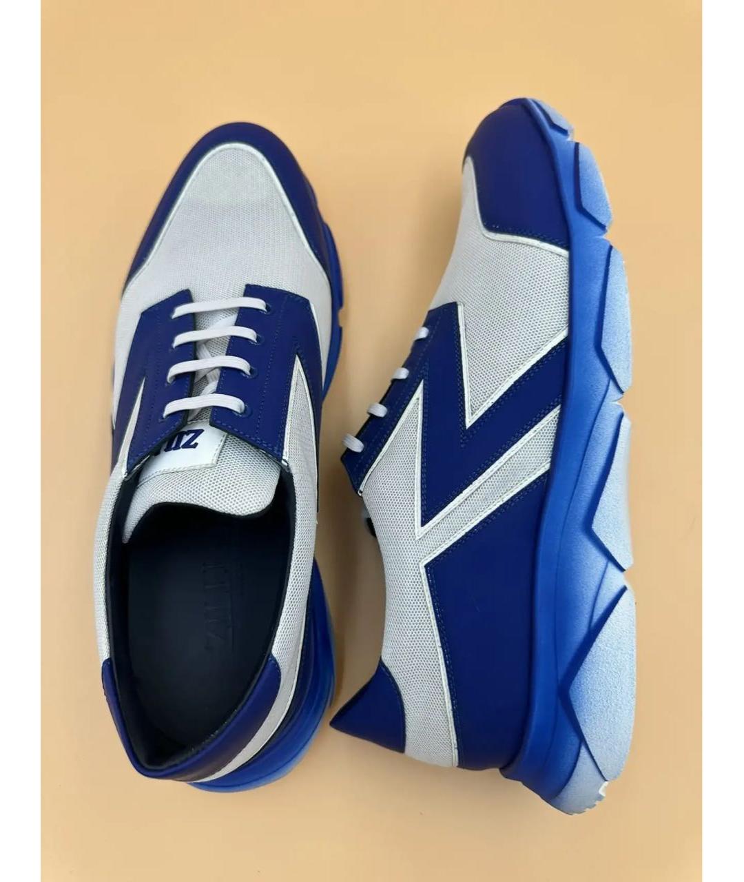 ZILLI Синие текстильные низкие кроссовки / кеды, фото 5