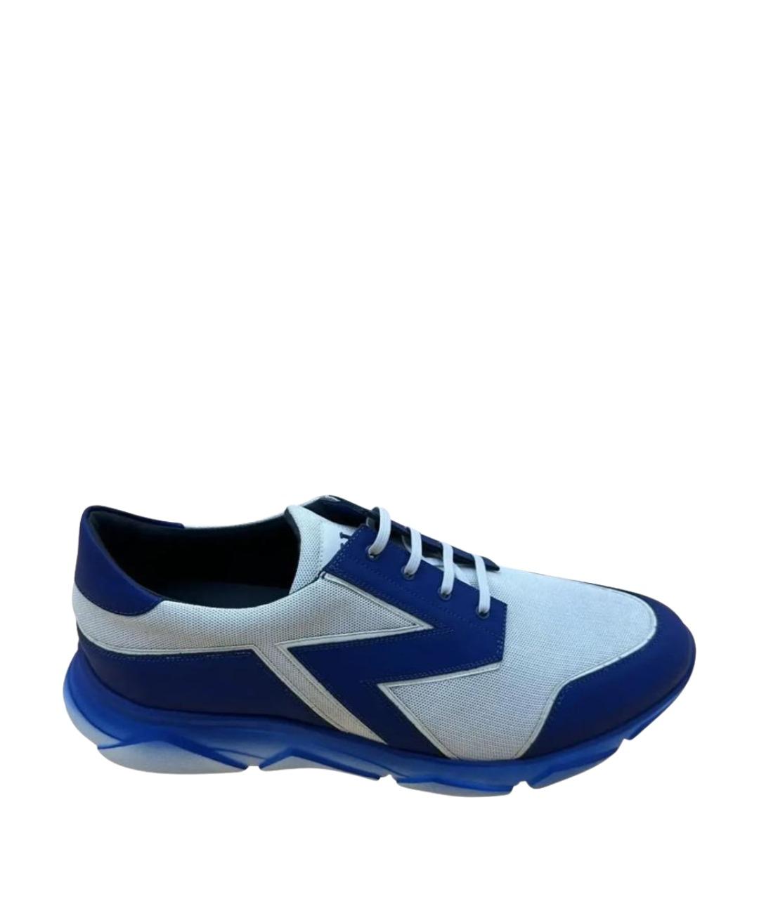 ZILLI Синие текстильные низкие кроссовки / кеды, фото 1