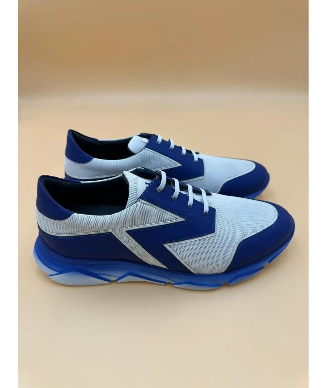 ZILLI Синие текстильные низкие кроссовки / кеды, фото 8