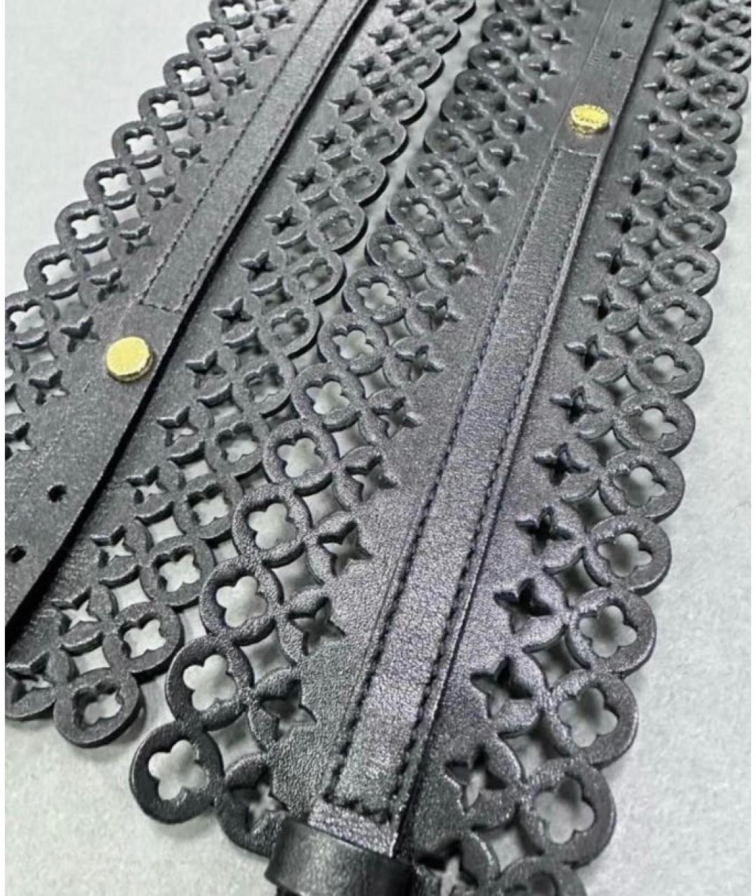 LOUIS VUITTON Черный кожаный браслет, фото 3