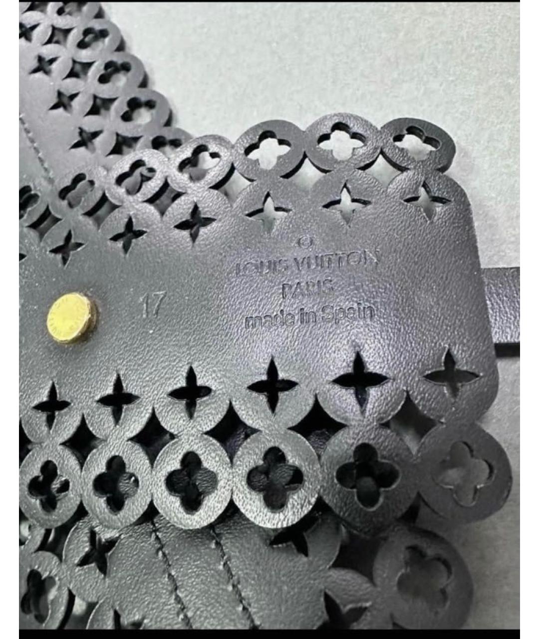 LOUIS VUITTON Черный кожаный браслет, фото 4