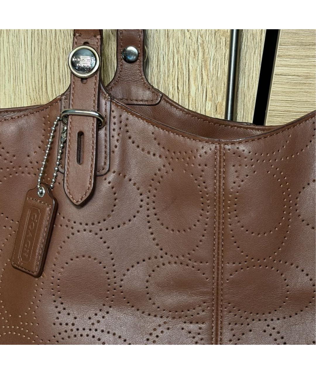 COACH Коричневая кожаная сумка тоут, фото 8