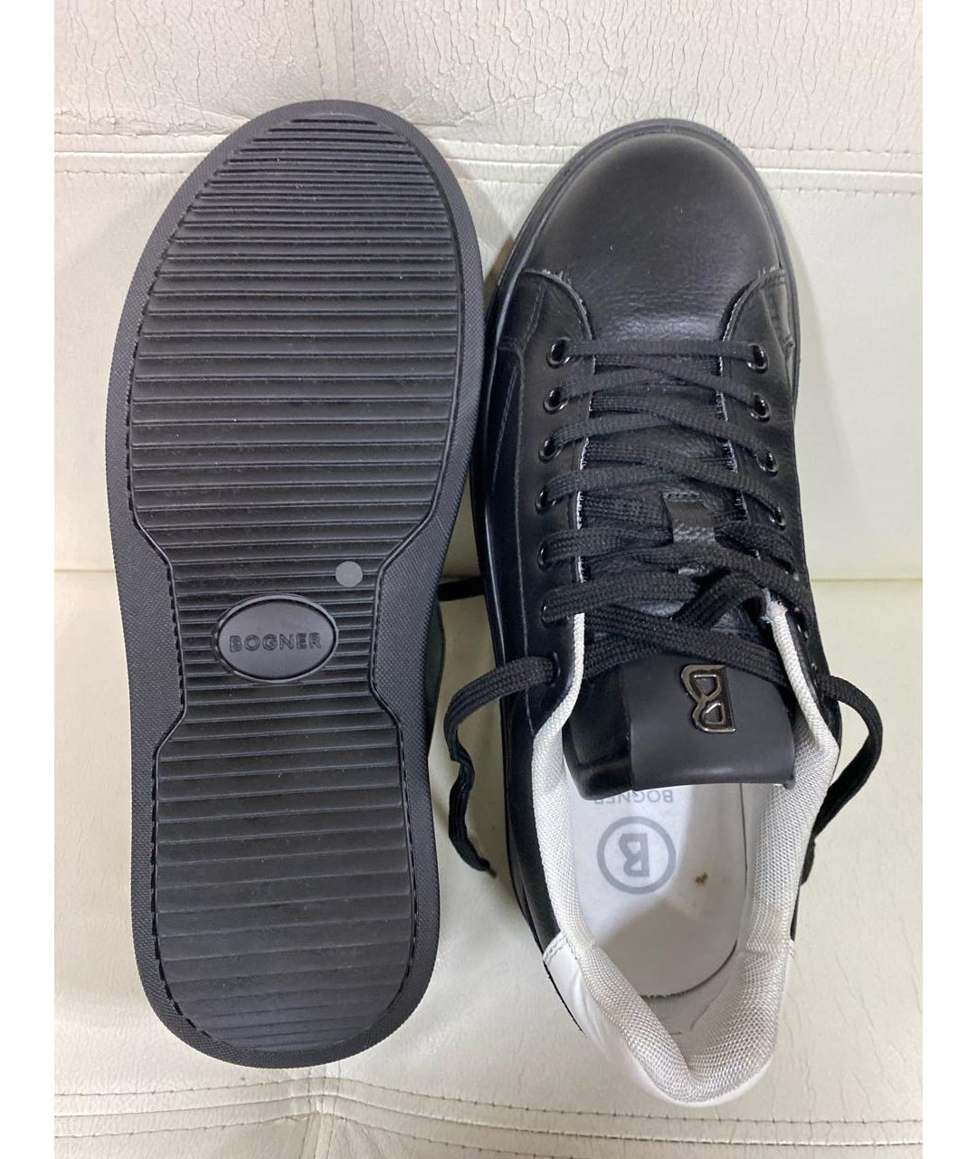 BOGNER Черные кожаные низкие кроссовки / кеды, фото 3