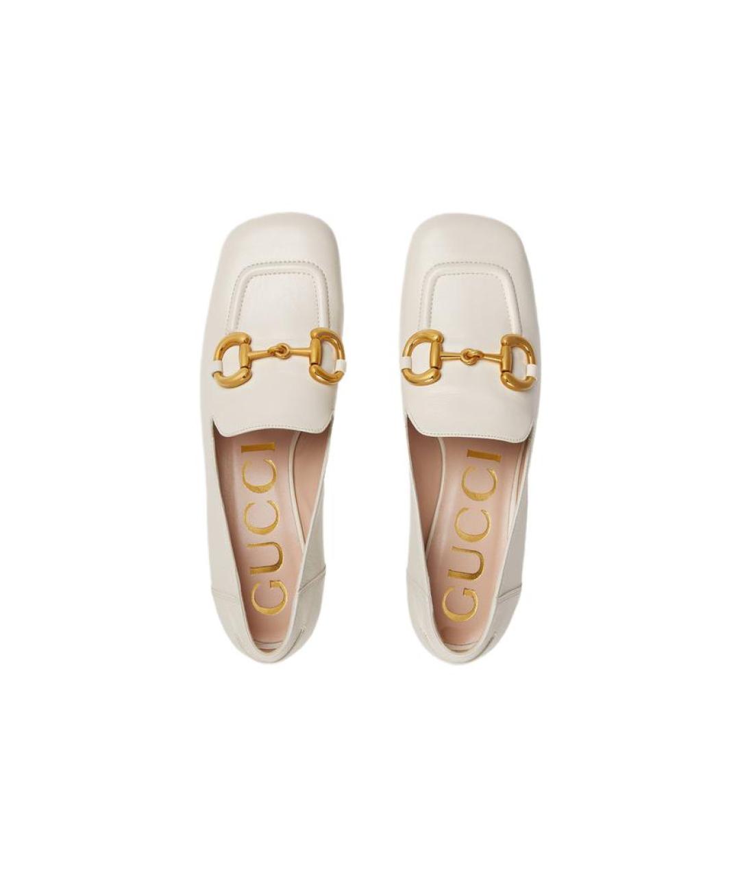 GUCCI Белые кожаные лоферы, фото 3