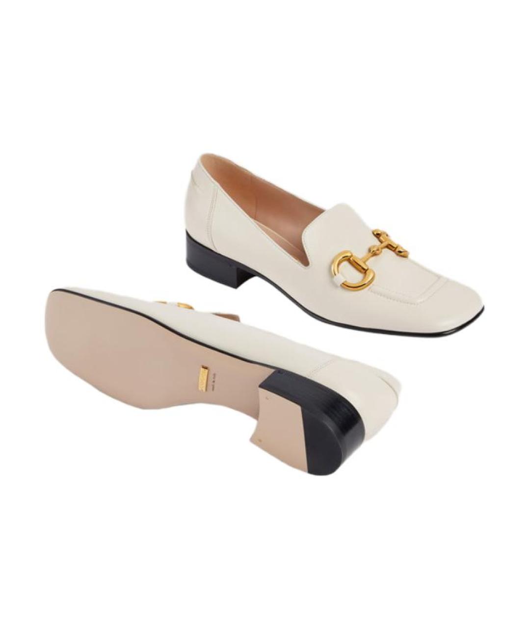 GUCCI Белые кожаные лоферы, фото 5