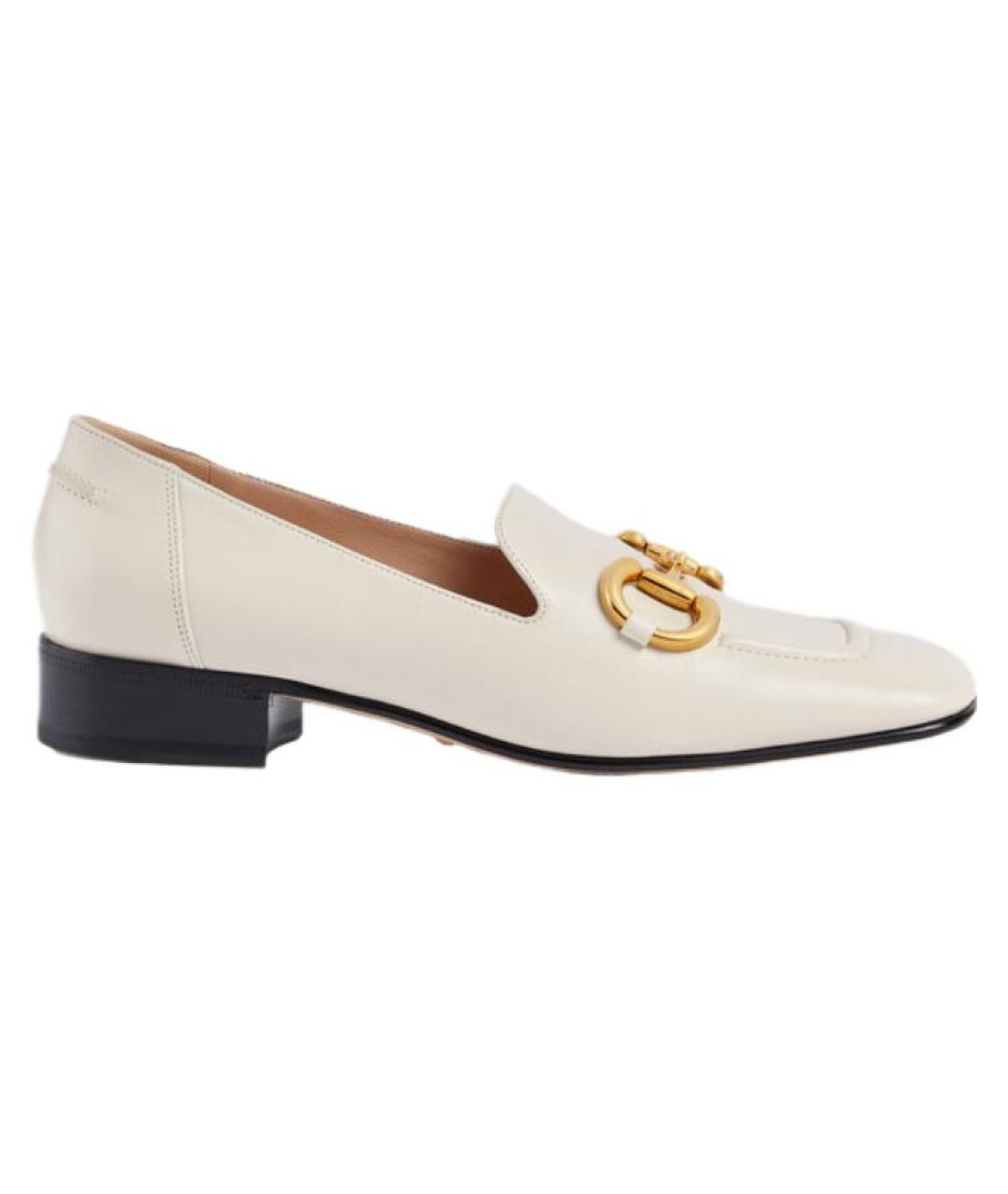 GUCCI Белые кожаные лоферы, фото 1