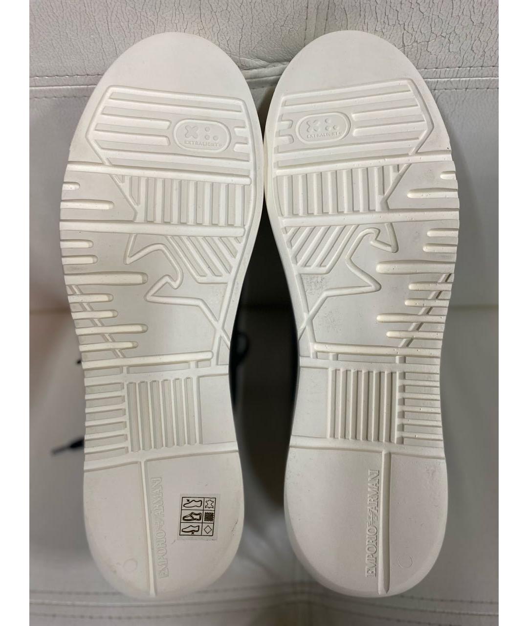 EMPORIO ARMANI Темно-синие кожаные низкие кроссовки / кеды, фото 3