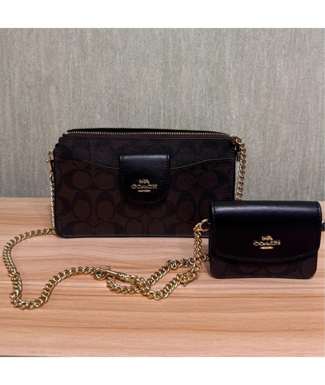 COACH Коричневая пелетеная сумка через плечо, фото 9