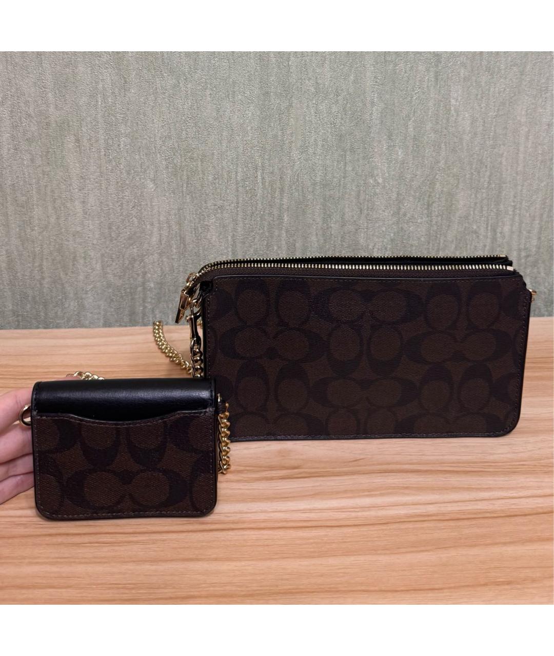 COACH Коричневая пелетеная сумка через плечо, фото 5