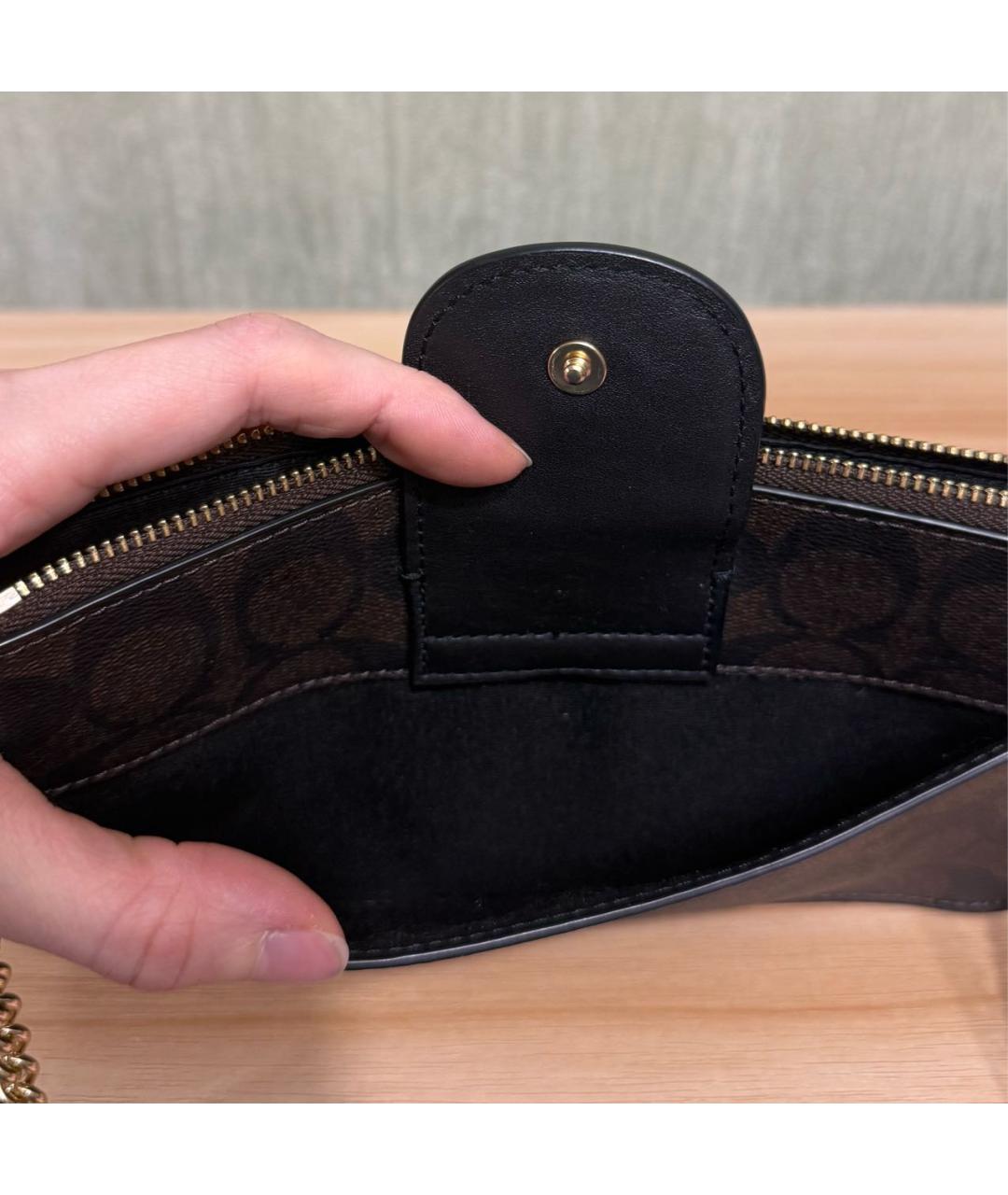 COACH Коричневая пелетеная сумка через плечо, фото 6