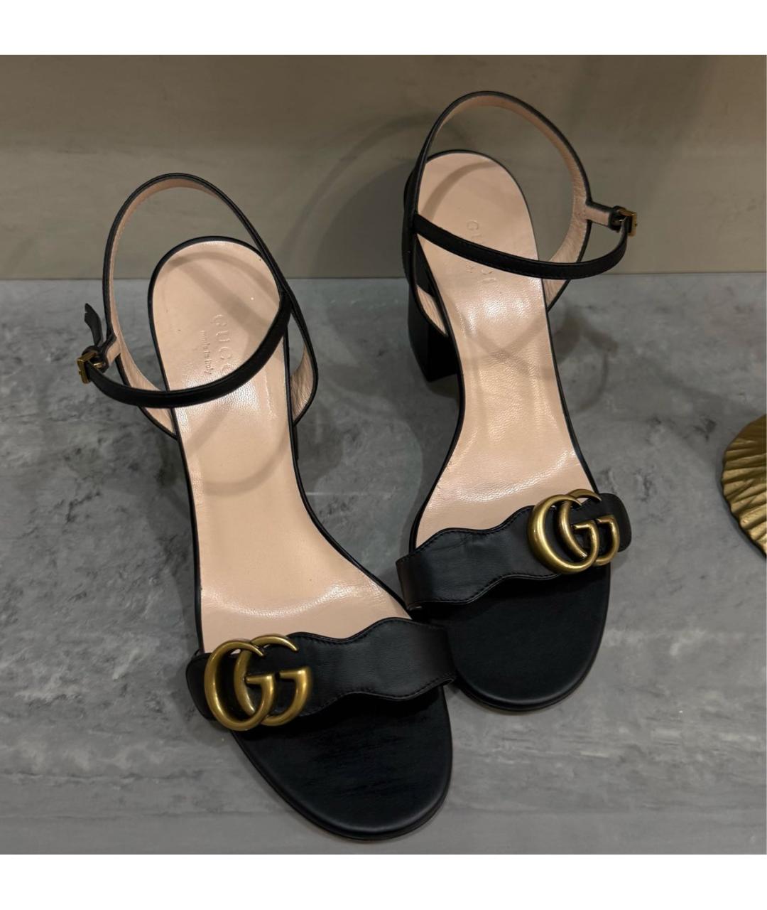 GUCCI Черные кожаные босоножки, фото 2