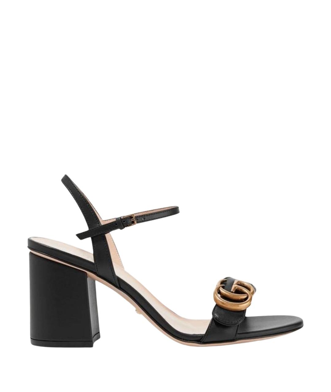 GUCCI Черные кожаные босоножки, фото 1