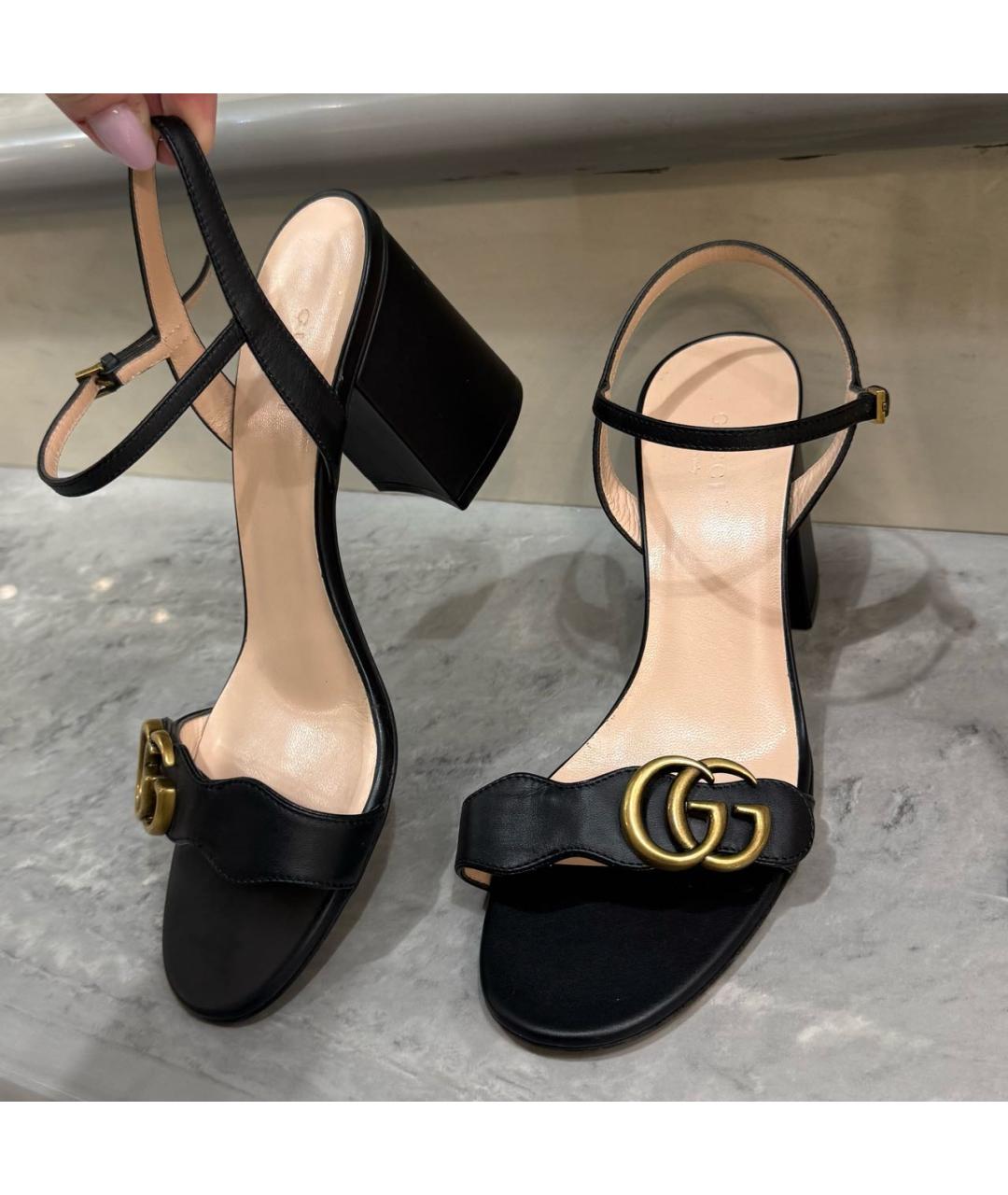 GUCCI Черные кожаные босоножки, фото 3