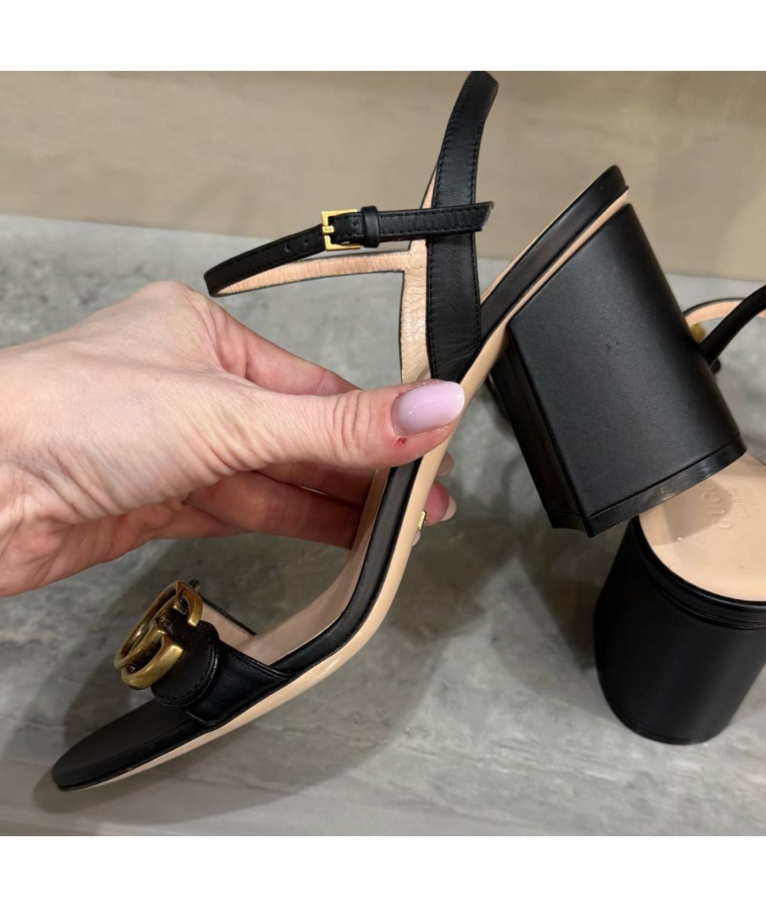 GUCCI Черные кожаные босоножки, фото 6