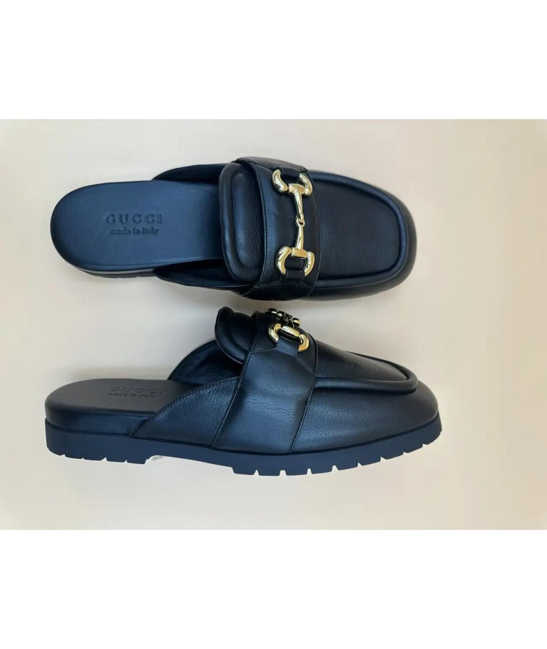 GUCCI Черные кожаные шлепанцы, фото 8