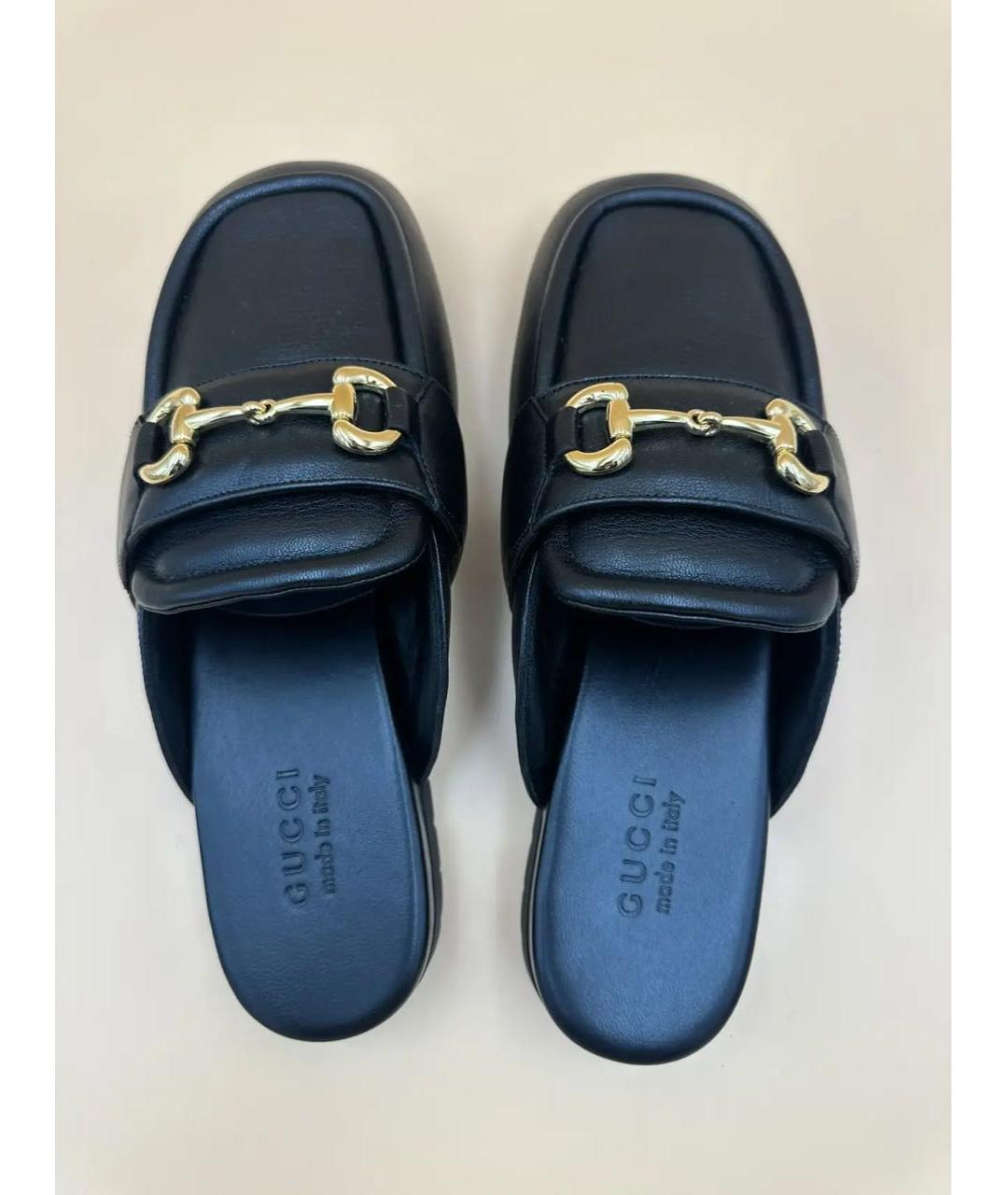 GUCCI Черные кожаные шлепанцы, фото 3