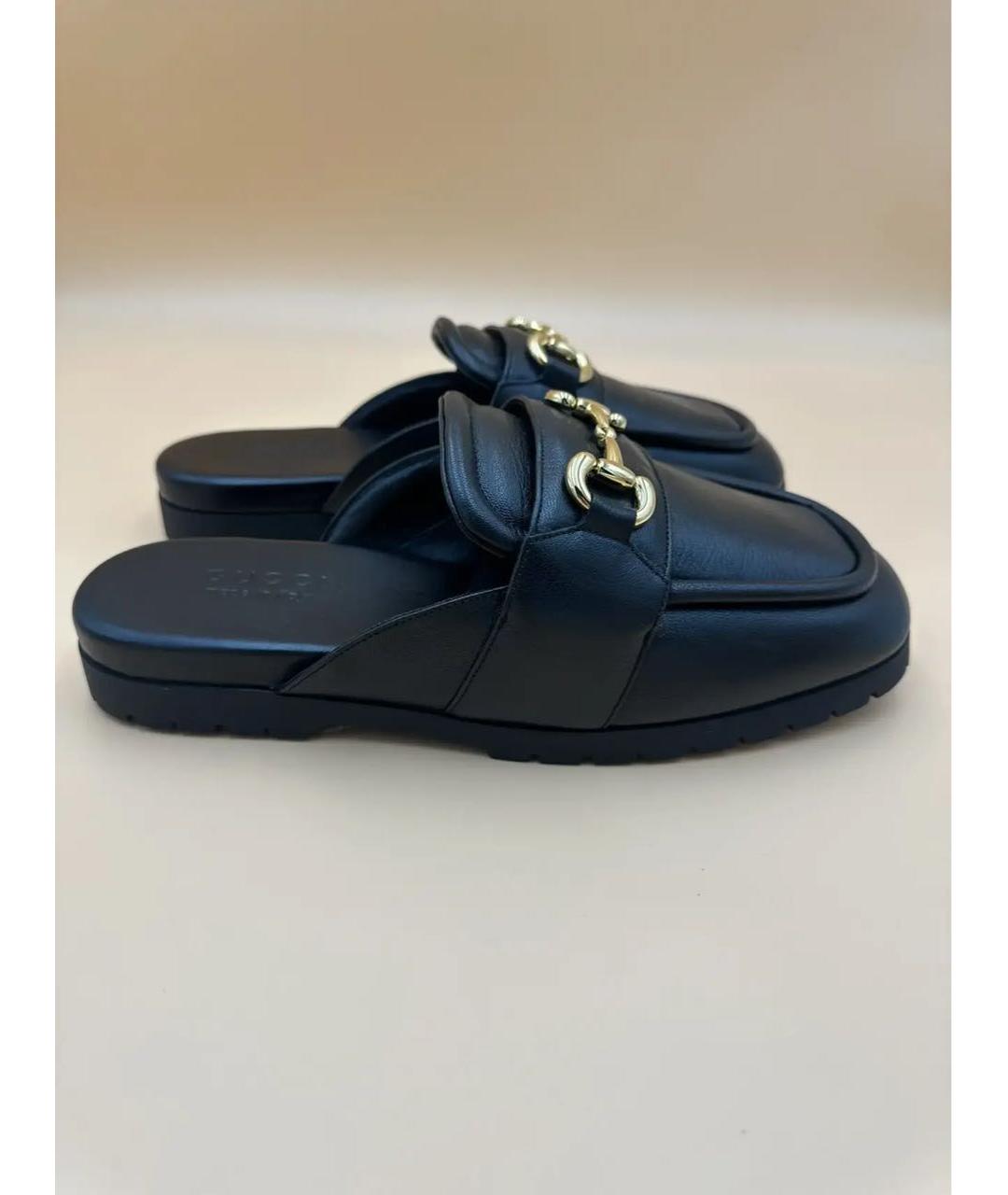 GUCCI Черные кожаные шлепанцы, фото 9