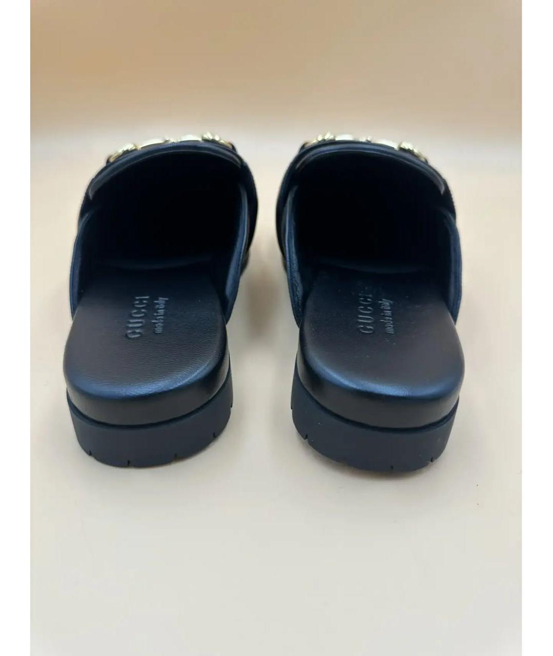 GUCCI Черные кожаные шлепанцы, фото 4