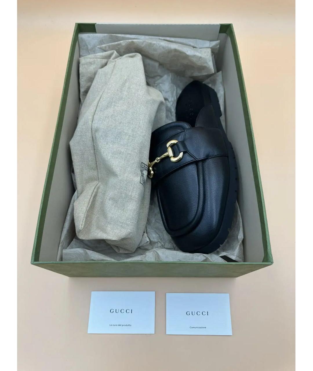 GUCCI Черные кожаные шлепанцы, фото 5