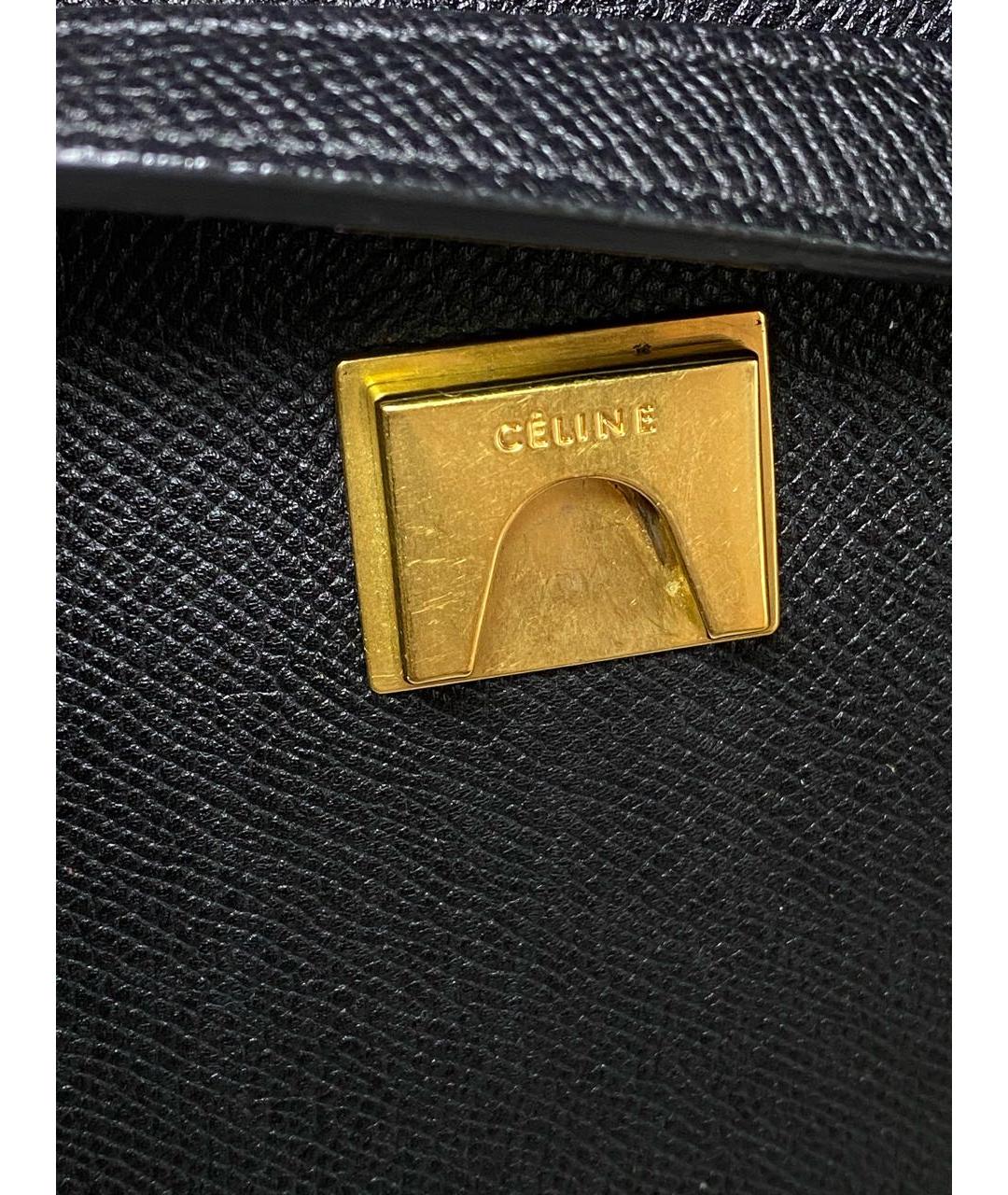 CELINE Черная кожаная сумка с короткими ручками, фото 6