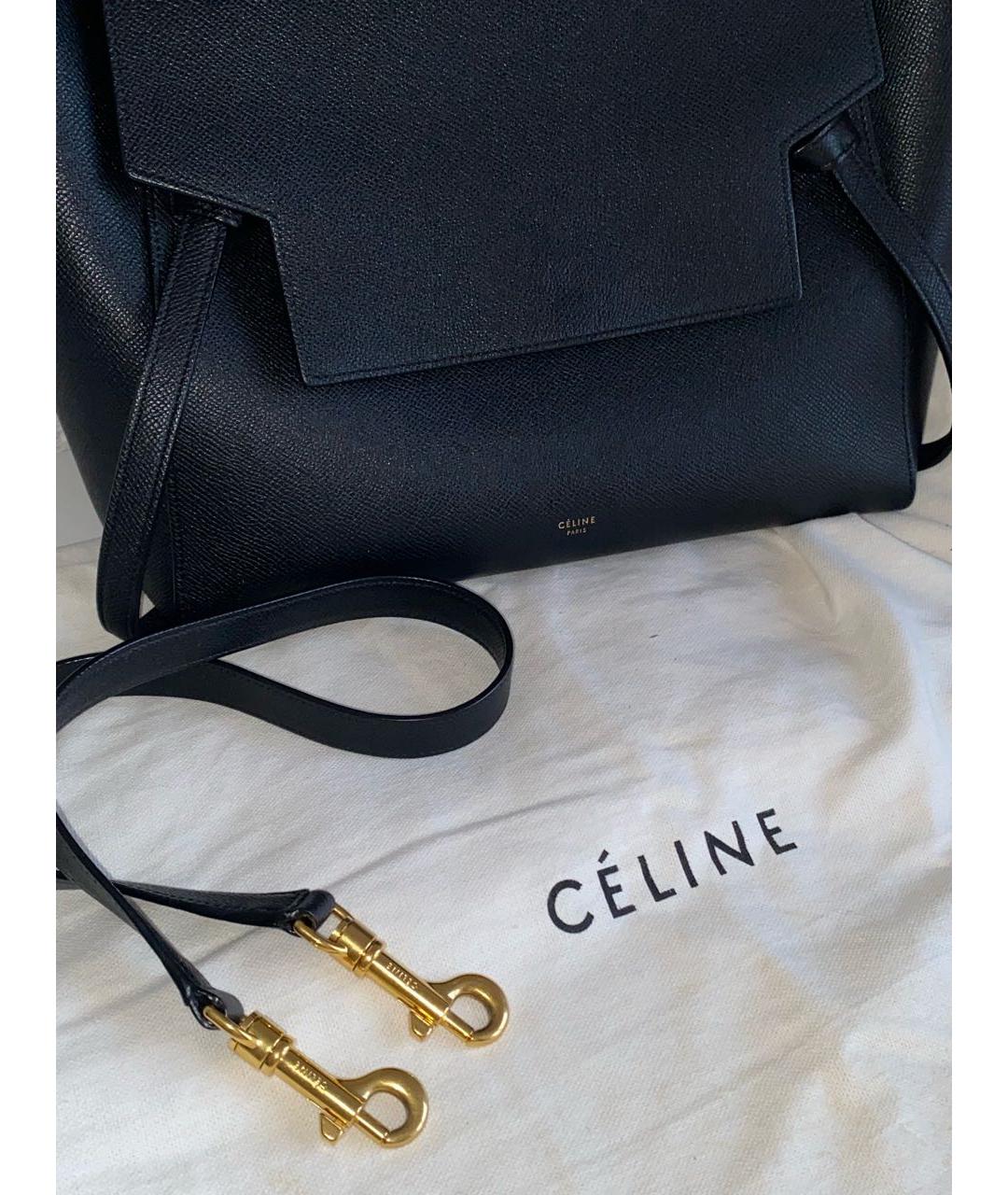 CELINE Черная кожаная сумка с короткими ручками, фото 8