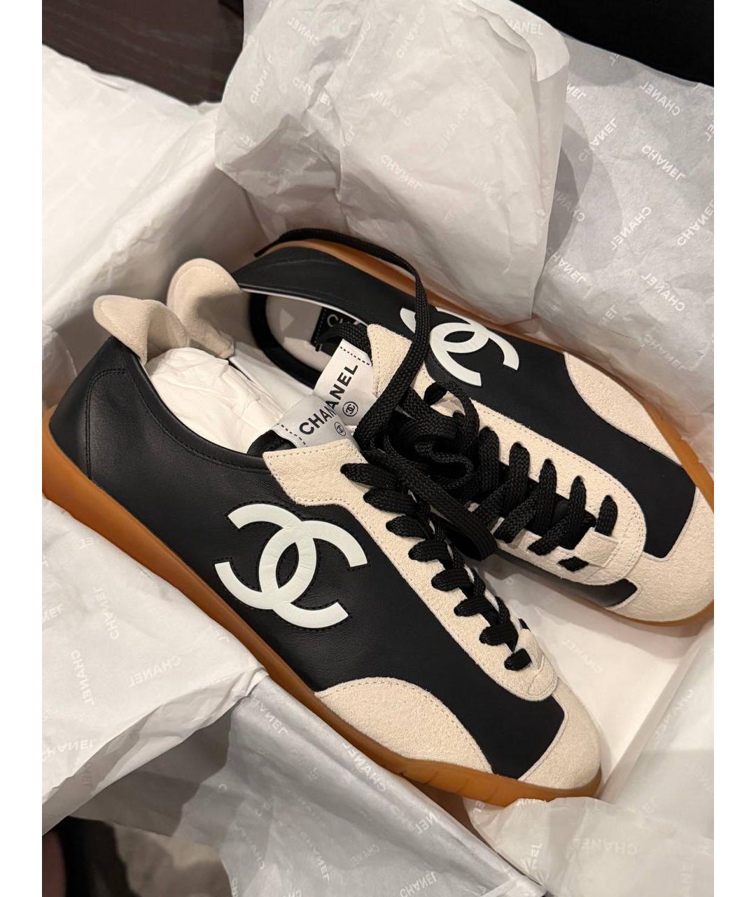 CHANEL Черные кожаные кеды, фото 5