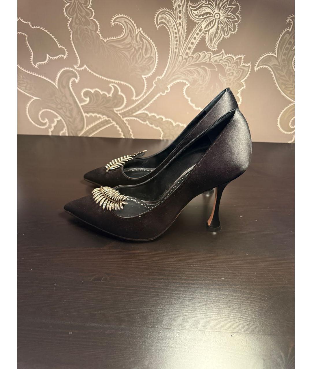 MANOLO BLAHNIK Черные текстильные туфли, фото 4