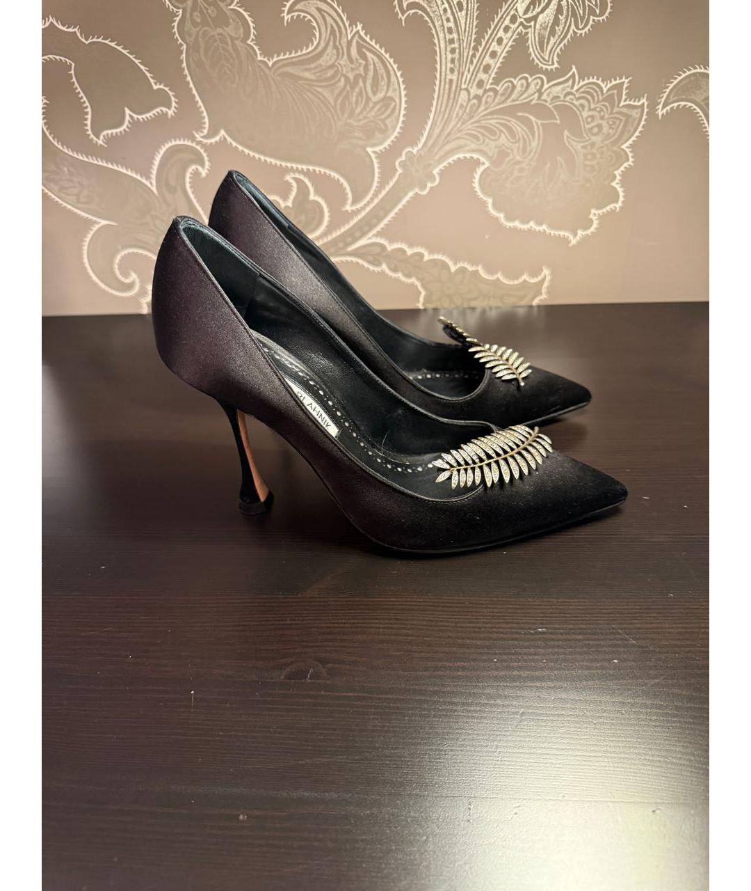 MANOLO BLAHNIK Черные текстильные туфли, фото 5