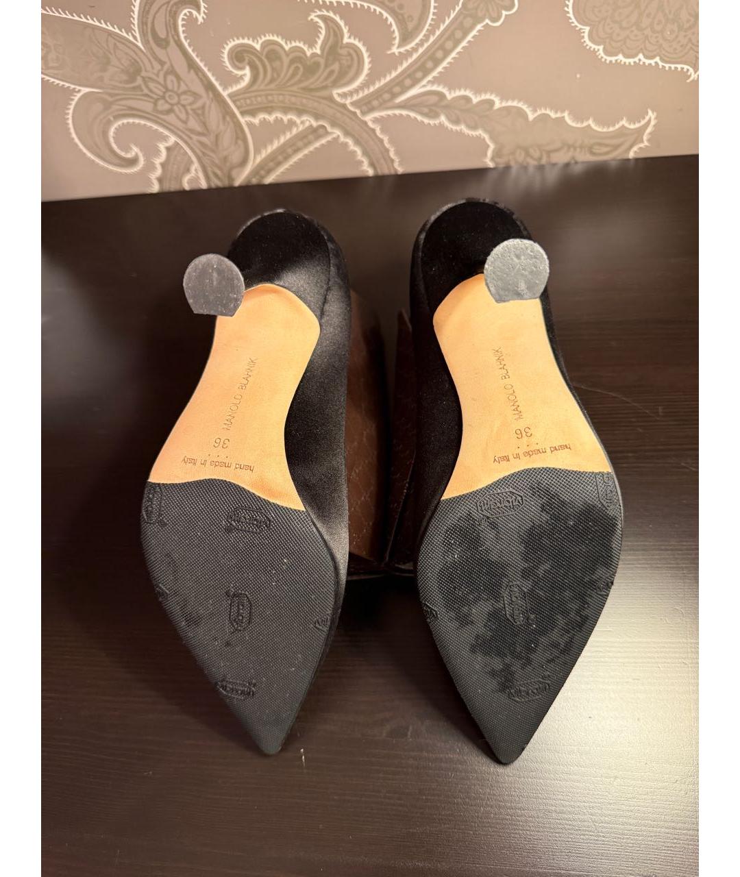 MANOLO BLAHNIK Черные текстильные туфли, фото 3