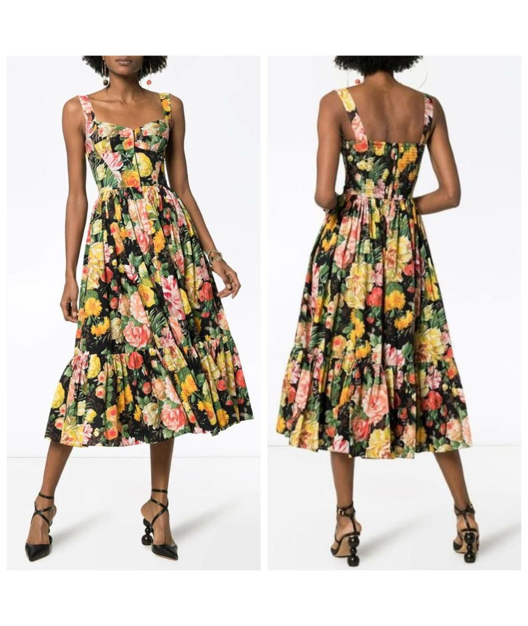 DOLCE&GABBANA Мульти хлопковое вечернее платье, фото 3