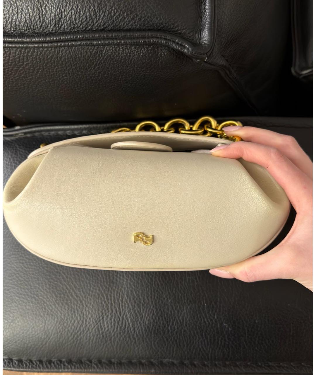 YUZEFI Бежевая кожаная сумка с короткими ручками, фото 5