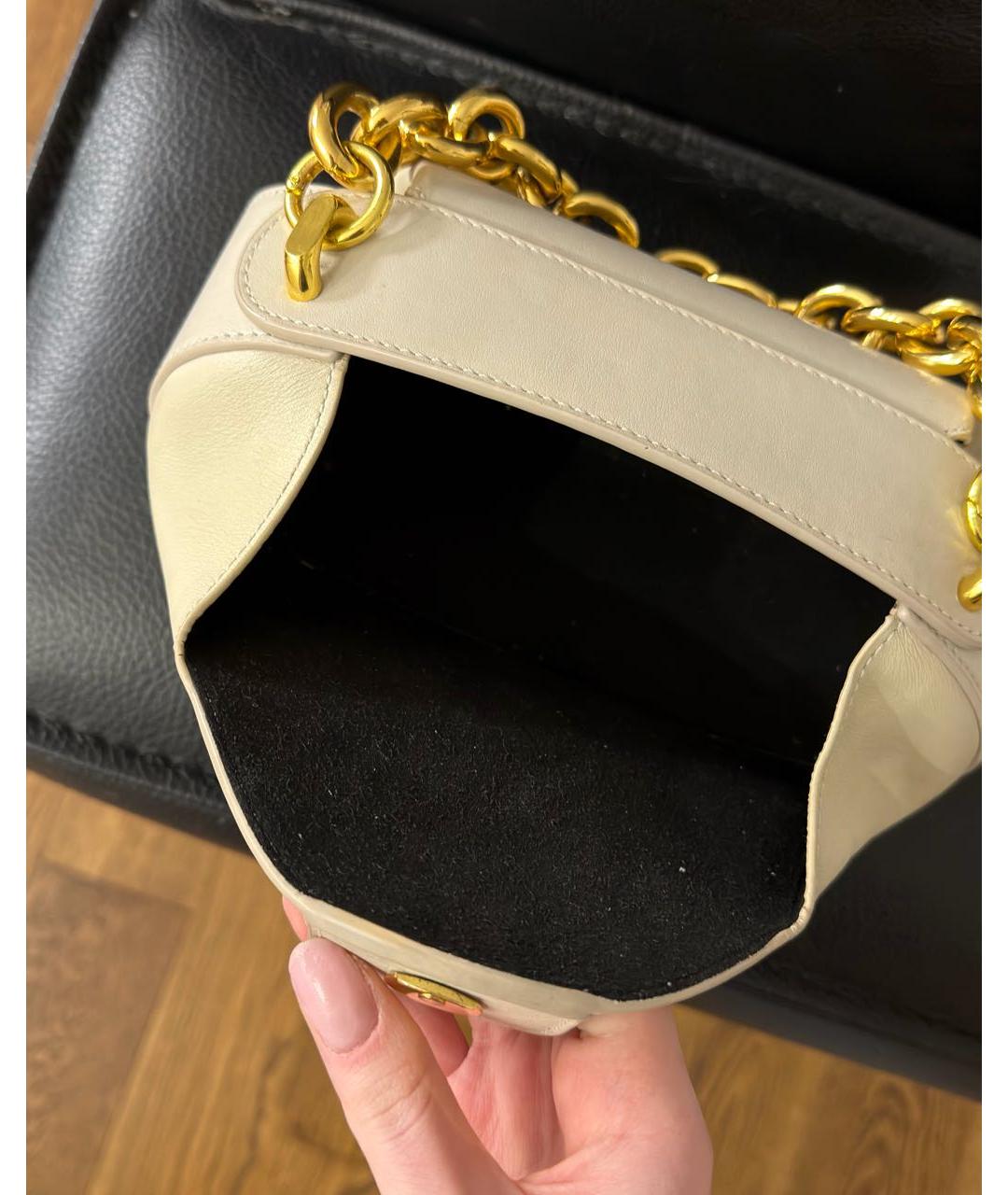 YUZEFI Бежевая кожаная сумка с короткими ручками, фото 4